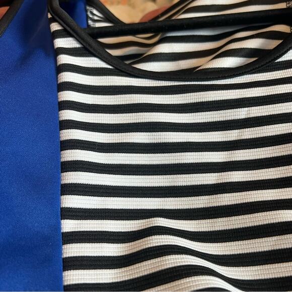 Mary Jane Preppy Striped Bold ColorBlock Sleeveless Peplum Top, Size Large - Picture 11 of 12